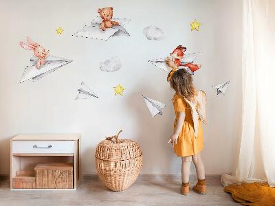 Wall sticker 60x102 Cute animals in paper airplanes