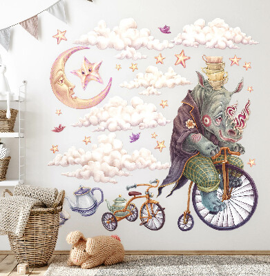 Wall sticker 60x77 The pastel world of animals in a cartoon form