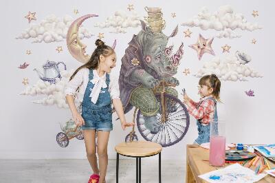 Wall sticker 60x77 The pastel world of animals in a cartoon form
