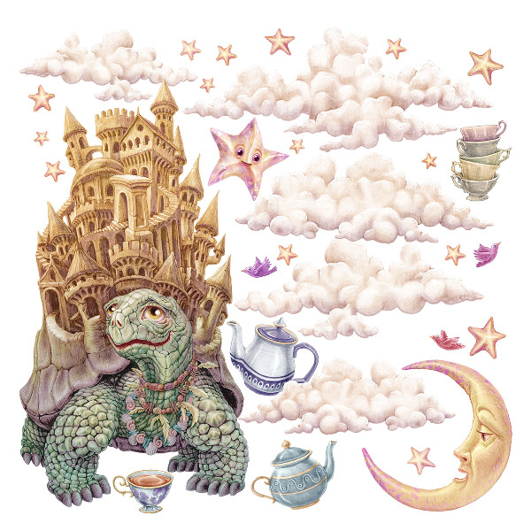 Wall sticker 60x77 Animals in a pastel cartoon aesthetic