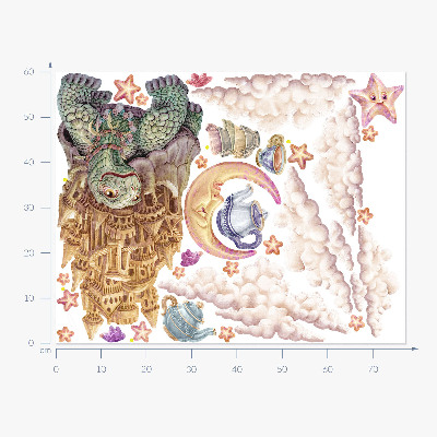Wall sticker 60x77 Animals in a pastel cartoon aesthetic