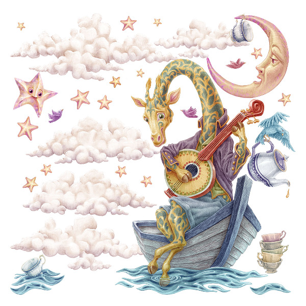 Wall sticker 60x85 Pastel animals in a cartoon style
