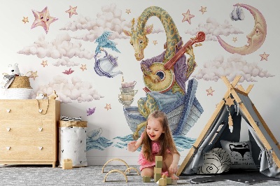 Wall sticker 60x85 Pastel animals in a cartoon style