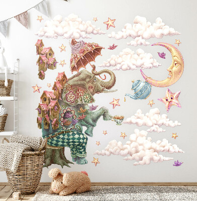Wall sticker 60x83 A magical land of animals in pastel drawing