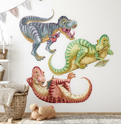 Wall sticker 60x91 Colorful dinosaurs in a cartoon pastel style