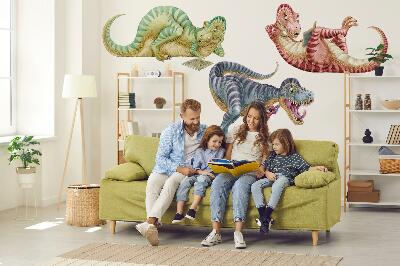 Wall sticker 60x91 Colorful dinosaurs in a cartoon pastel style