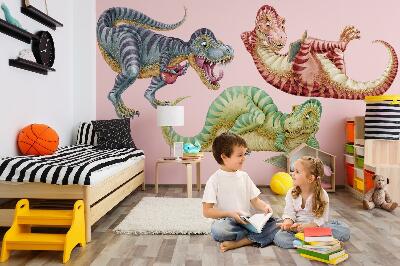 Wall sticker 60x91 Colorful dinosaurs in a cartoon pastel style
