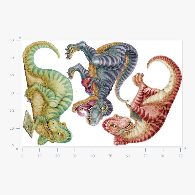 Wall sticker 60x91 Colorful dinosaurs in a cartoon pastel style