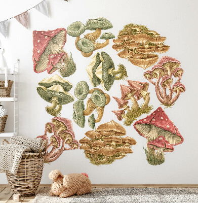 Wall sticker 60x24 Forest mushrooms in pastel cartoon style