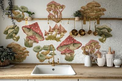 Wall sticker 60x24 Forest mushrooms in pastel cartoon style