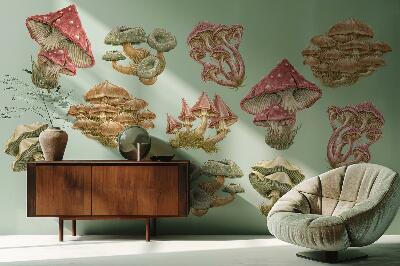 Wall sticker 60x24 Forest mushrooms in pastel cartoon style