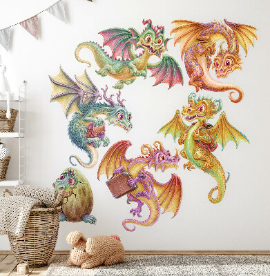 Wall sticker 60x51 Colorful dragons in a fairy-tale cartoon style