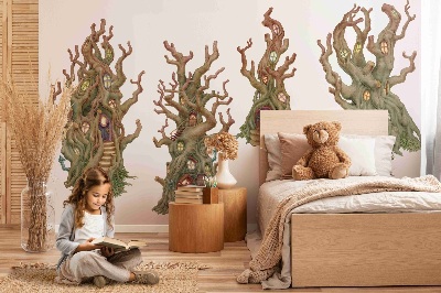 Wall sticker 80x143 Forest fairy-tale houses in trees in a cartoon style