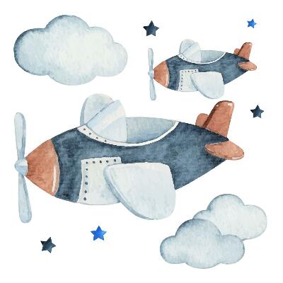 Wall sticker 80x137 Pastel planes on a watercolor background