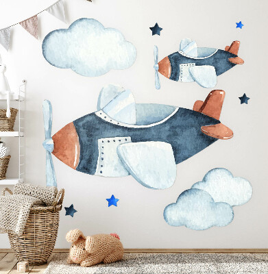 Wall sticker 80x137 Pastel planes on a watercolor background