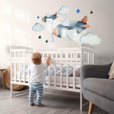 Wall sticker 80x137 Pastel planes on a watercolor background