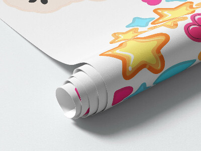 Wall sticker 80x111 Colorful charming unicorns with stars and moon
