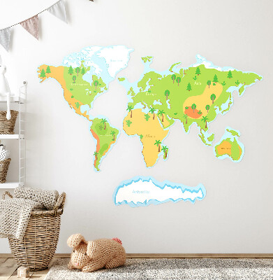 Wall sticker 80x114 World map in educational pastel outlines