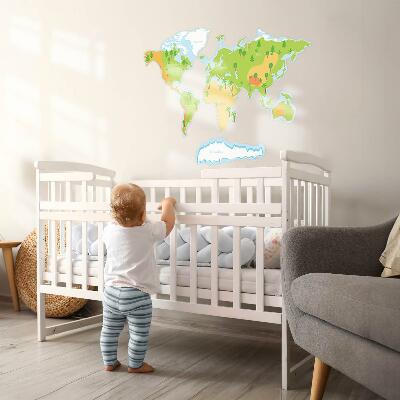 Wall sticker 80x114 World map in educational pastel outlines