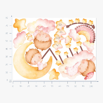 Wall sticker 80x106 Sweet babies on the clouds