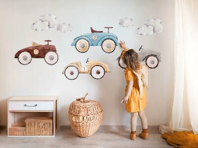 Wall sticker 80x126 Pastel cars and subtle watercolor clouds
