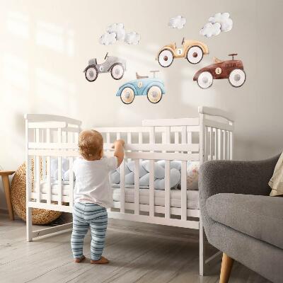 Wall sticker 80x126 Pastel cars and subtle watercolor clouds