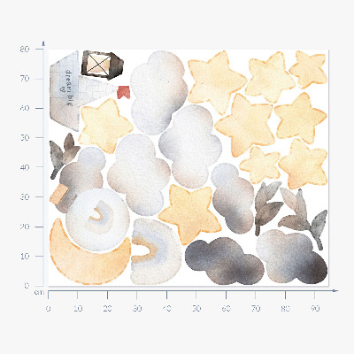 Wall sticker 80x95 Pastel watercolor heavenly nature motifs