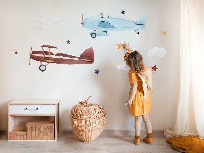 Wall sticker 80x99 Two planes in pastel watercolor clouds