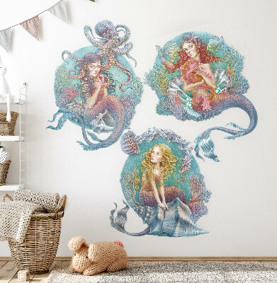 Wall sticker 80x102 Underwater fairy tales with little mermaids in pastel
