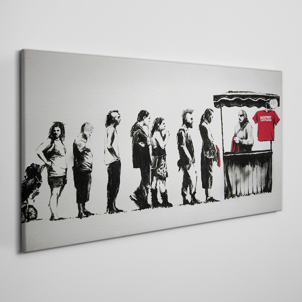 Banksy festival of black and white Canvas print 