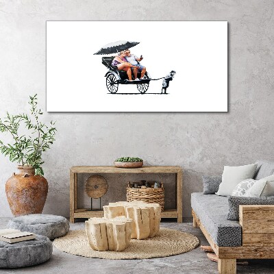 Rickshaw banksy white Canvas print