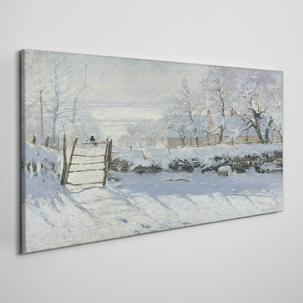 Winter landscape with a gate Canvas print