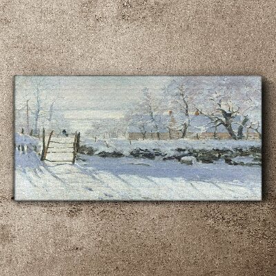 Winter landscape with a gate Canvas print