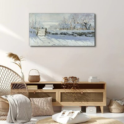 Winter landscape with a gate Canvas print