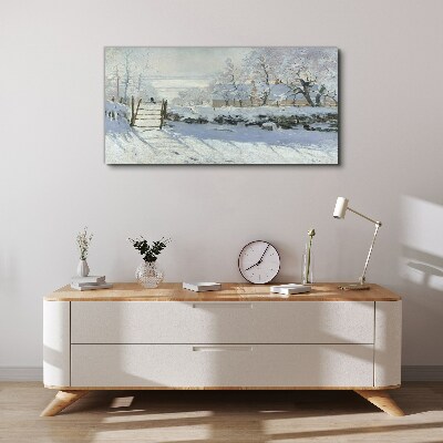 Winter landscape with a gate Canvas print