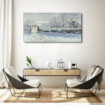 Winter landscape with a gate Canvas print