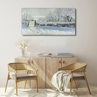 Winter landscape with a gate Canvas print