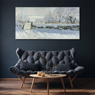 Winter landscape with a gate Canvas print