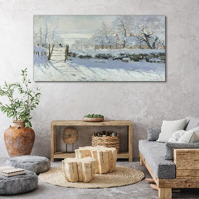 Winter landscape with a gate Canvas print