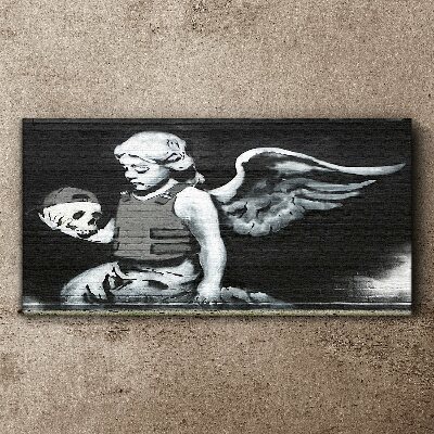 Angel with a skull in the background of graffiti Canvas print
