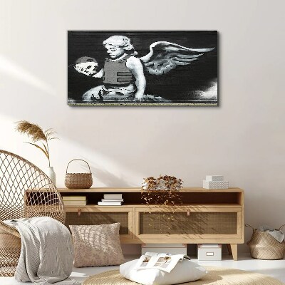 Angel with a skull in the background of graffiti Canvas print