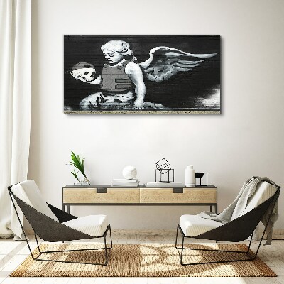 Angel with a skull in the background of graffiti Canvas print