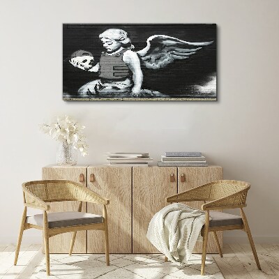 Angel with a skull in the background of graffiti Canvas print