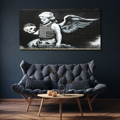 Angel with a skull in the background of graffiti Canvas print