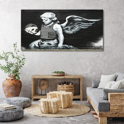 Angel with a skull in the background of graffiti Canvas print