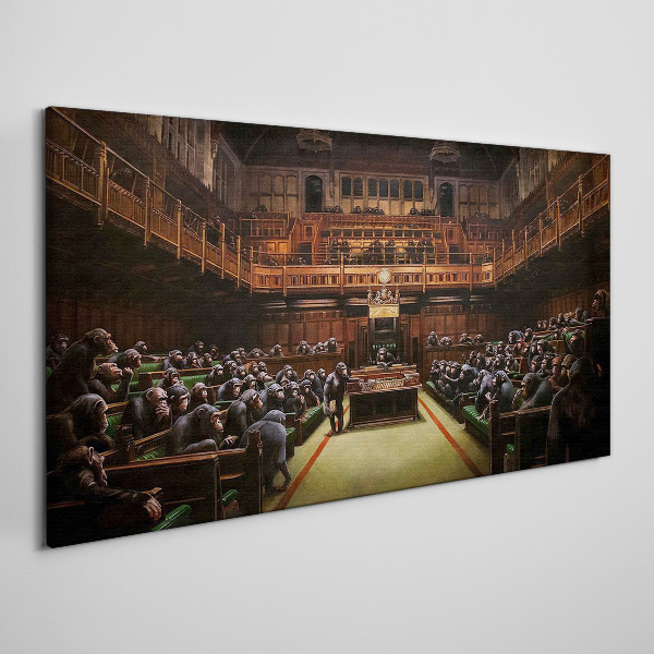 Assembly of monkeys in parliament Canvas print