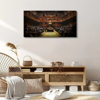 Assembly of monkeys in parliament Canvas print
