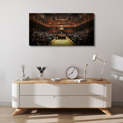 Assembly of monkeys in parliament Canvas print