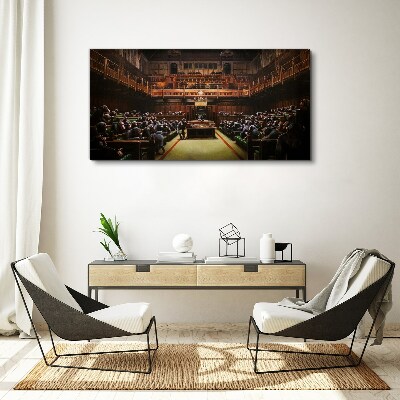 Assembly of monkeys in parliament Canvas print