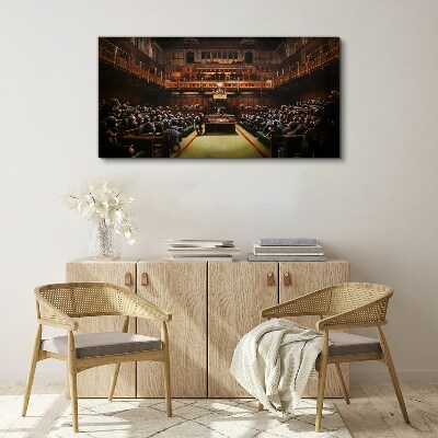 Assembly of monkeys in parliament Canvas print